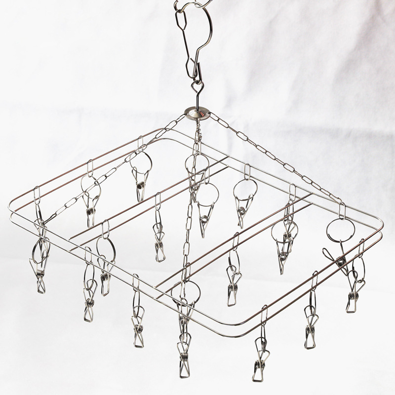 Stainless Steel Socks Rack Windproof Thick Solid Household Multi-clip Socks Rack Disc Multi-functional Clothes Hanger Clothes Pin