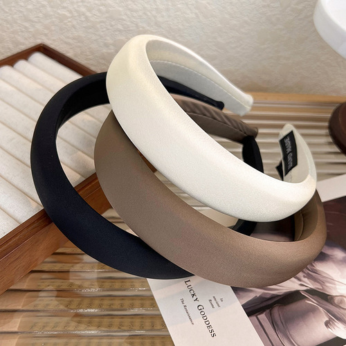  new ins blogger fashion sponge headband high skull gentle satin wide edge pressed hair internet celebrity headwear
