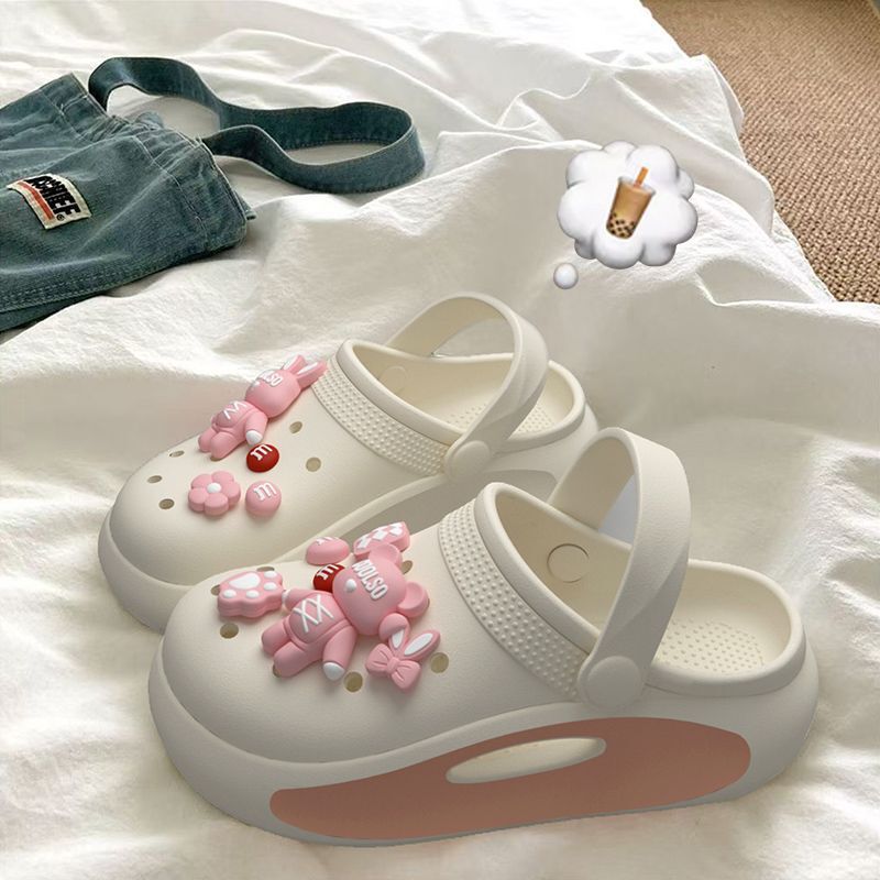 Rabbit Cave Shoes Women's Summer All-match Thick-soled Non-slip Baotou Sandals and Slippers Ins Fashionable Outwear Soft-soled Beach Shoes Rabbit Cave Shoes Women's Summer All-match Thick-soled Non-slip Baotou Sandals and Slippers Ins Fashionable Outwear Soft-soled Beach Shoes