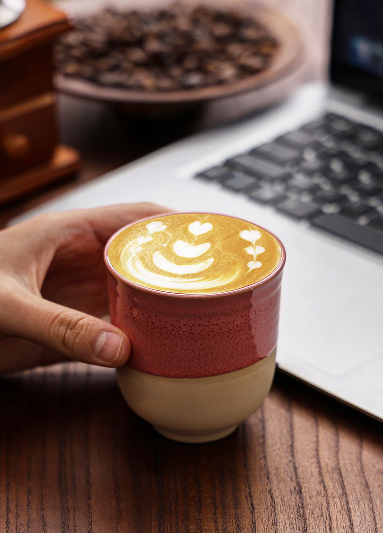 Tasse à café en grès style japonais pour latte art et thé_voghion.com