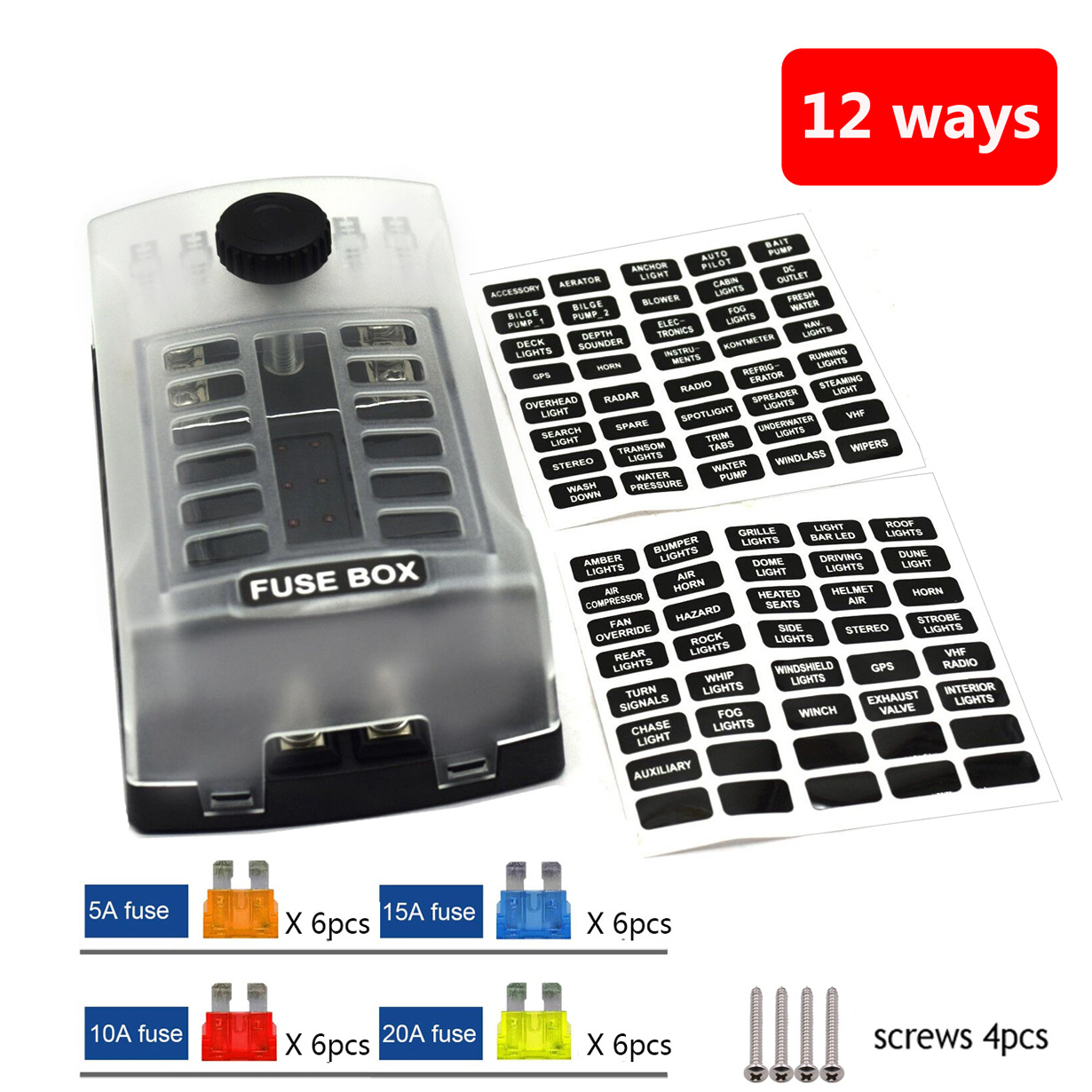 300A汽车改装保险盒12路双正极防护罩电路保险丝控制盒12进12出