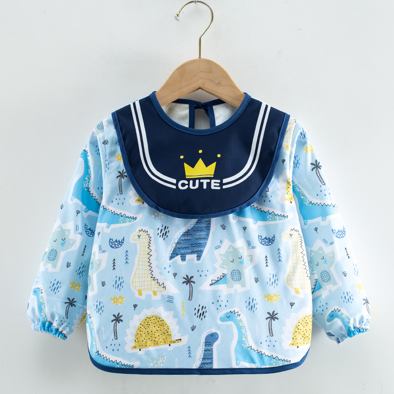 Mono para niños impermeable de manga larga anti-vestirse bebé comiendo ropa delantal bebé mono de bebé babero ropa de protección