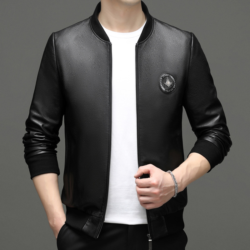 Baseball thin leather jacket for leisure