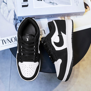 Men's Sneakers Putian Aj Air Force One Black and White Panda Men's Shoes for Middle-Aged and Older Students Boys and Girls Casual Sports Shoes for Women