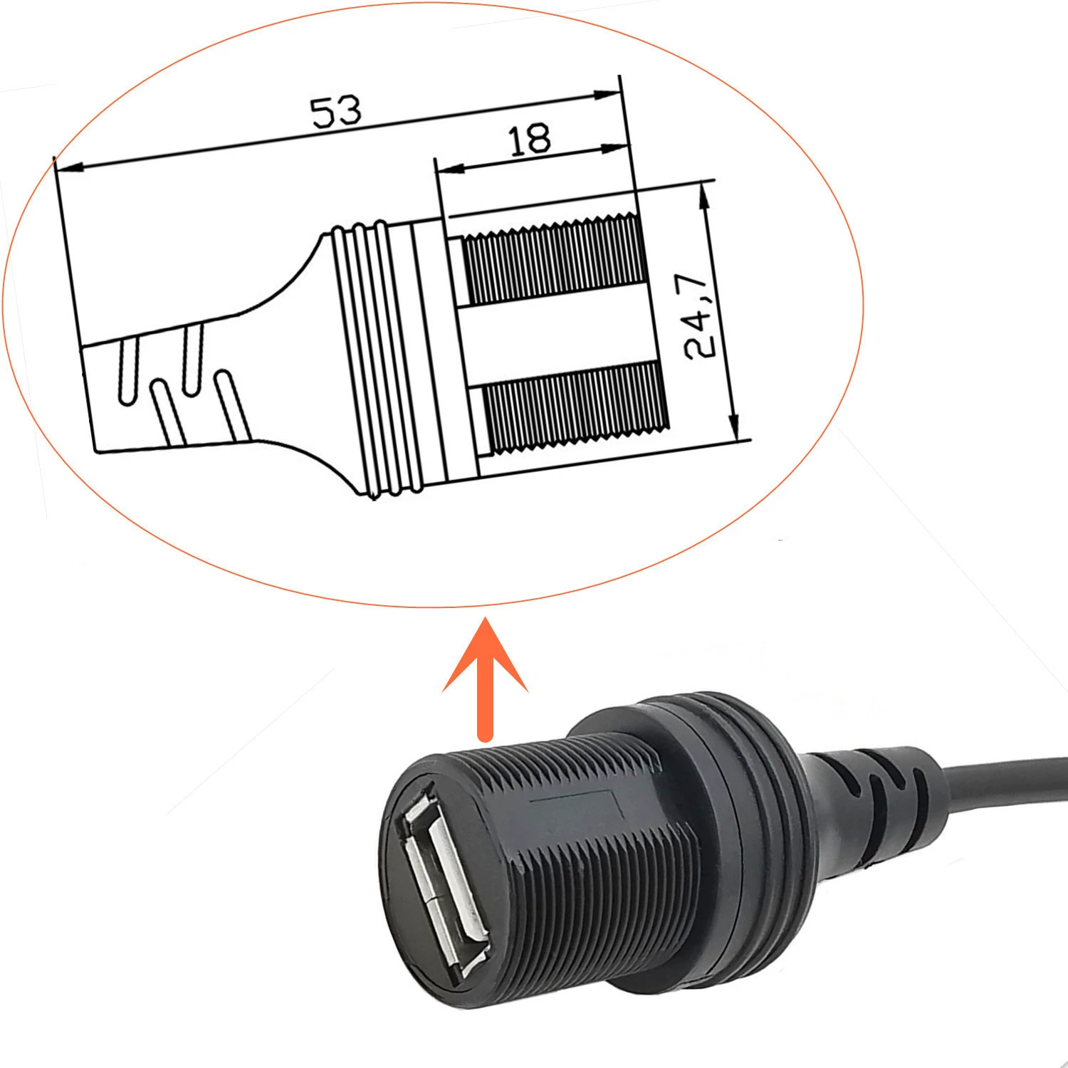 AM Data Dashboard Yacht Cable Motorcycle Male to Female Adapter Cable Car Charging USBAF Extended Waterproof