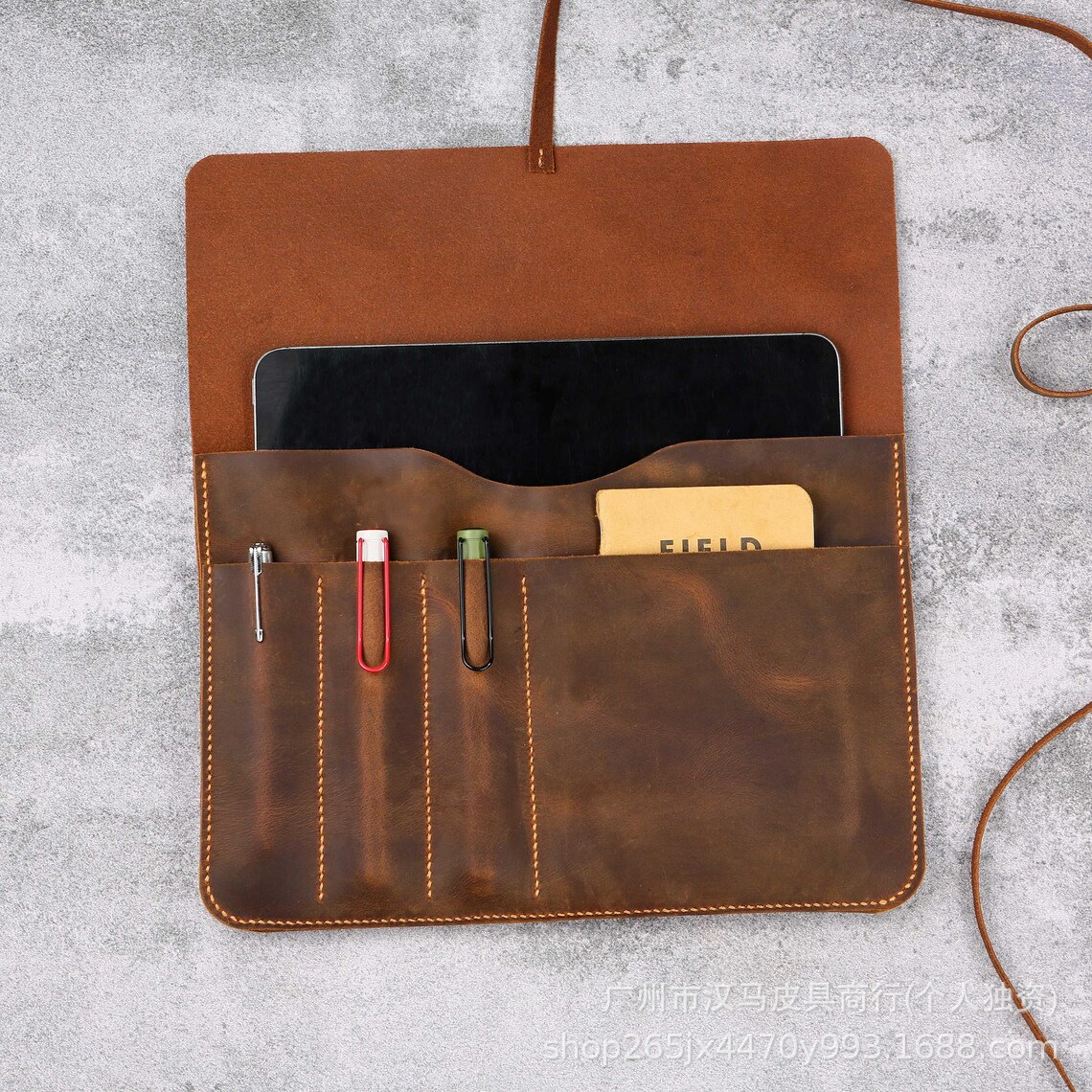 Etsy Personalized Crazy Horse Leather Creative Tablet Bag Protective Cover Top Layer Cowhide Multifunctional Computer Bag