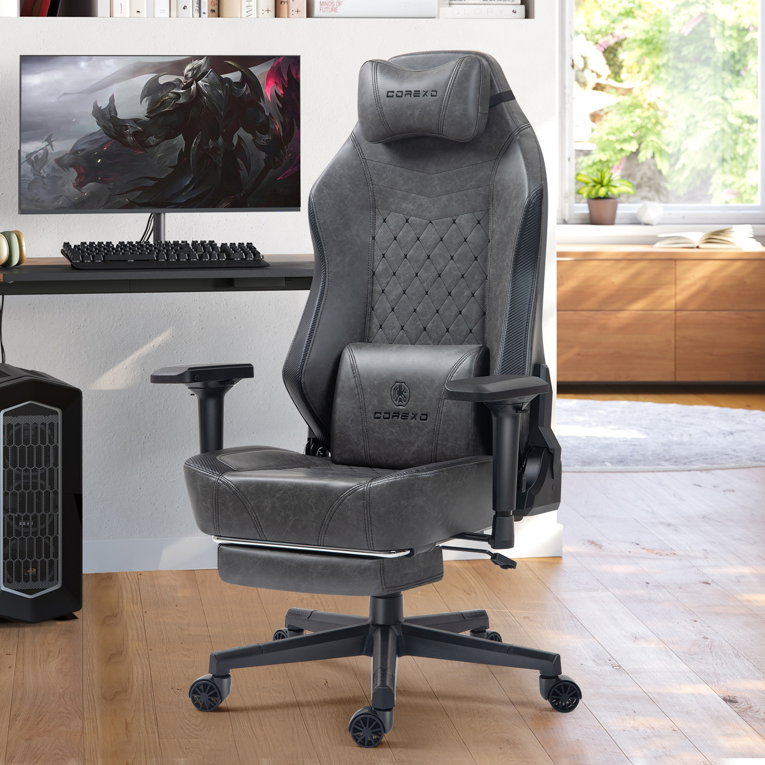 Ergonomic Gaming Chair, Competitive Swivel Chair, Waist Support, Comfortable Sedentary Computer Chair, Backrest, Reclining Seat, Gaming Chair