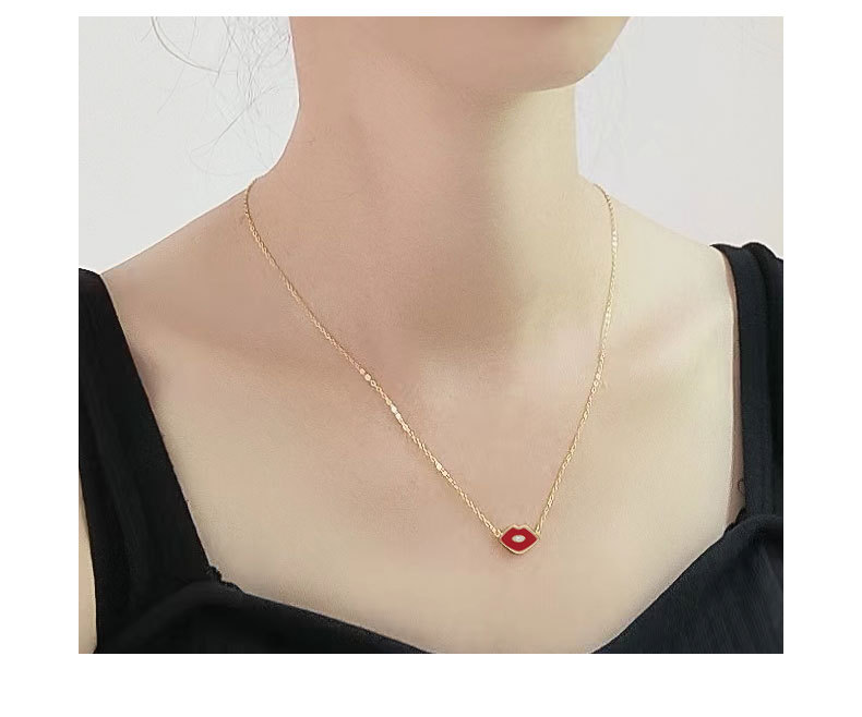 cable chain Chain Type 1 Piece Quantity 925 Sterling Silver Cable Chain Plating Lips Pendant Necklace