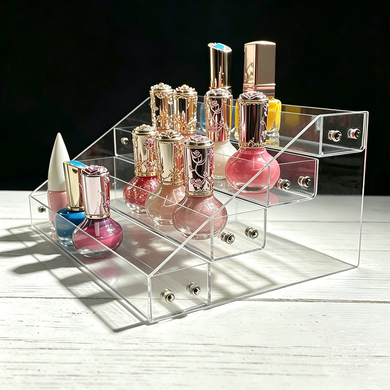 Transparent Acrylic Nail Polish Display Stand, Multi-Layer Acrylic Mask Stand, Nail Salon Cosmetics Display Stand