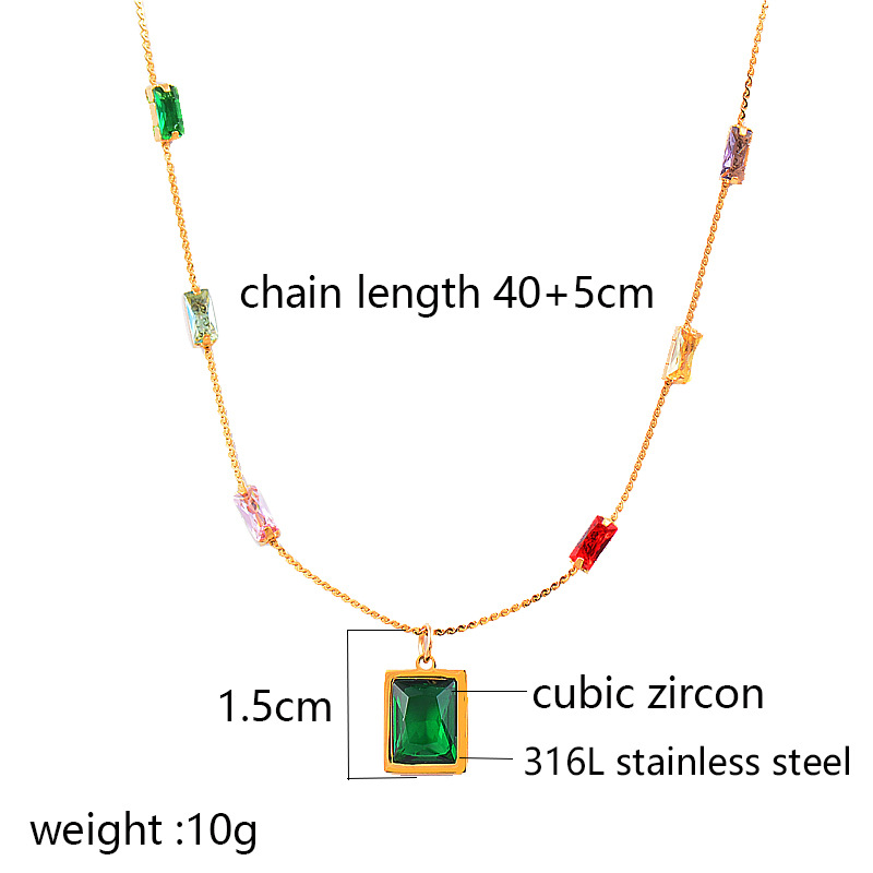 Mode Carré Acier Au Titane Incruster Zircon Pendentif 1 Pièce display picture 5