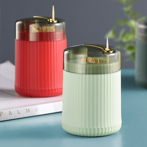 Dental picks factory wholesale simple home decor toothpick bottle hotel creative light luxury plastic automatic pressing toothpick box