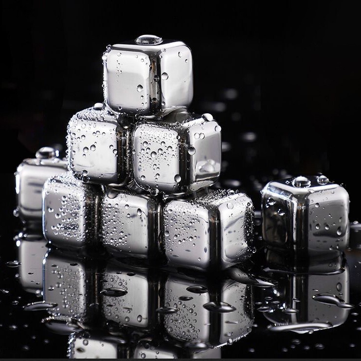 304 Stainless Steel Ice Cubes, Metal Square Ice Cubes, Ice Wine Stones, Whiskey Red Wine Cooling Stones, Mirror Finish, Food Grade