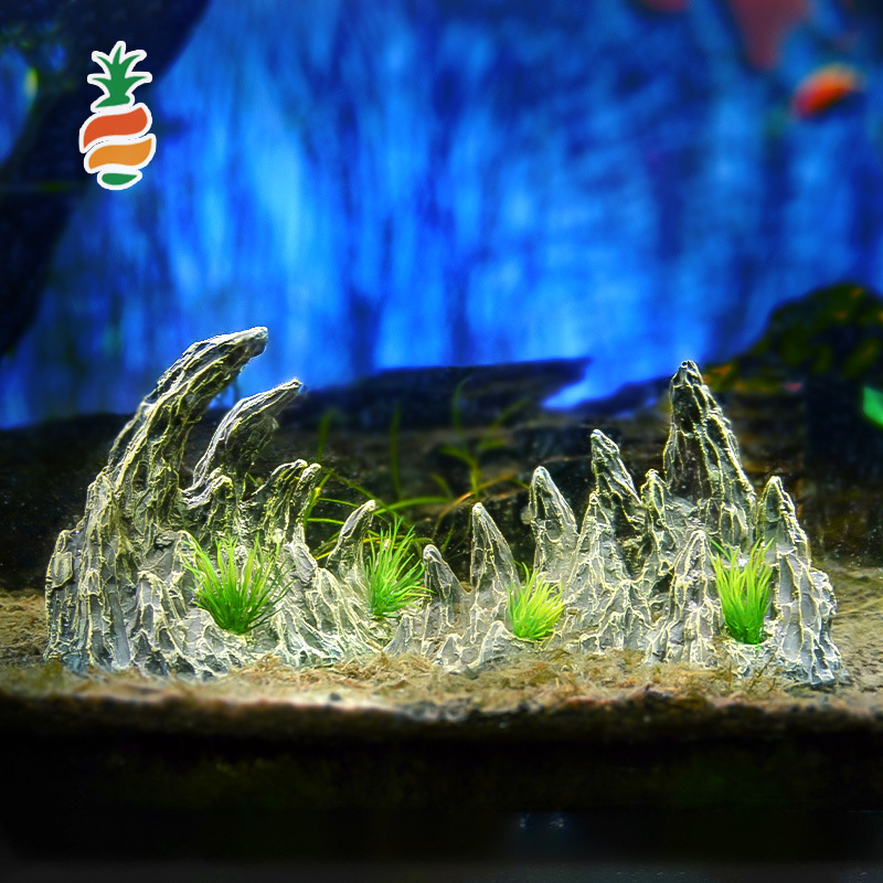 El comerciante recomienda el lugar para el paisajismo del cañón de piedra de dragón azul, decoración de resina de pecera de roca de quilla de agua decorativa