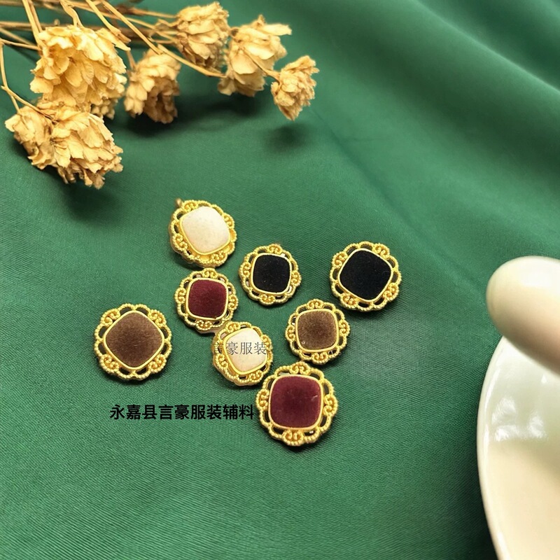 Tweed Style Pure Handmade DIY Wholesale Fine Lace Plush Metal Combination Buckle Clothing Accessories Decorative Accessories