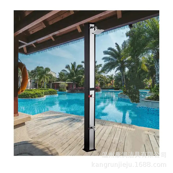 Wenzhou Kangrun 40L plata de gran capacidad cuadrada forma columna de ducha al aire libre solar de plástico solar
