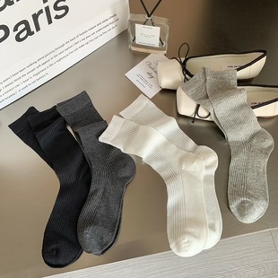 All-in-one vertical MIUMIU wind gray socks ultra-thin summer solid color women's mid-length calf stockings