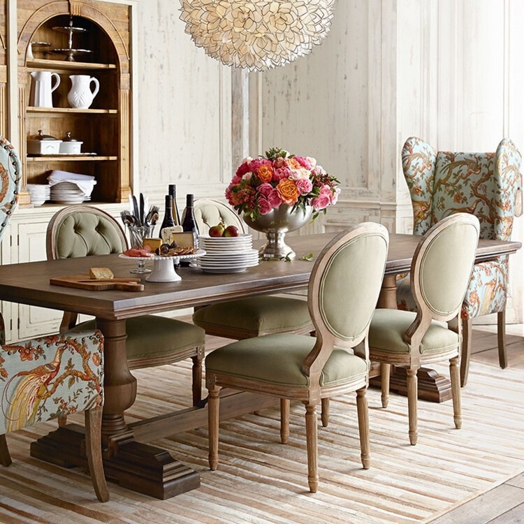 American country-style vintage solid wood dining table, luxurious European-style home living room dining table, rectangular Roman column coffee table American country-style vintage solid wood dining table, luxurious European-style home living room dining table, rectangular Roman column coffee table