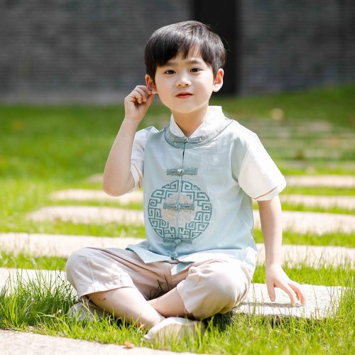 Hanfu boy children summer Chinese wind Tang Suit baby outfit national wind restoring ancient preschool performance clothing for kids