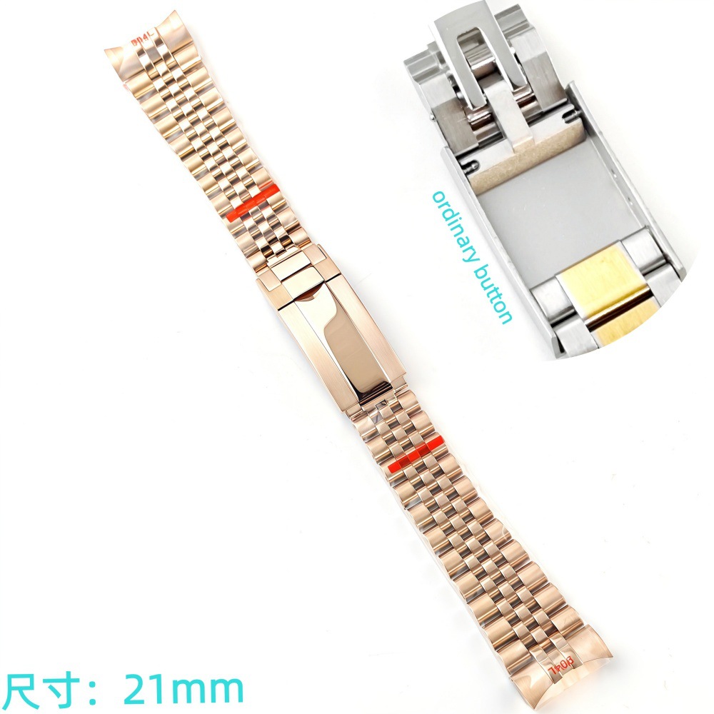 Correa de acero de ajuste fino pulsera de pulsera 21mm sólido de acero plegable accesorios de reloj Renacimiento