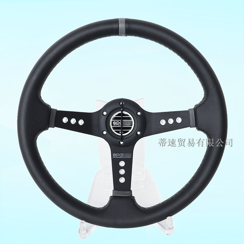 Cross-Border Hotline Car Modification Quick-Release Steering Wheel 14inch Concave Leather Nubuck Racing Steering Wheel