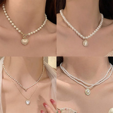 辣妹蝴蝶项链女爆款百搭感不掉色小众设计爱心珍珠锁骨链饰品批发