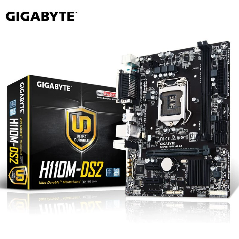 Материнская плата Gigabyte H110M‑DS2 с поддержкой DDR4, полными твердотельными конденсаторами