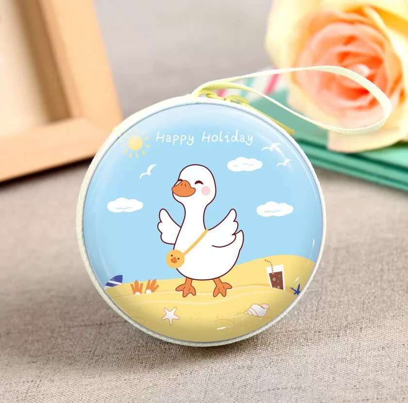 Кошелёк‑монетница жесть 7,5×7,5×3,5 см, на молнии для наушников и кабелей, мультяшный брелок