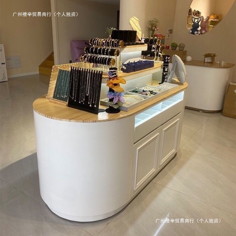 圆弧形中岛展示柜首饰台展示台服装店双面饰品网红水台一体