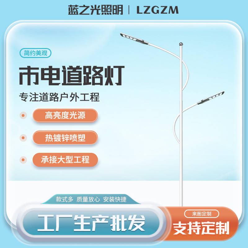 LED市电路灯 高低臂路灯城市主干道市电路灯市政道路照明灯批发