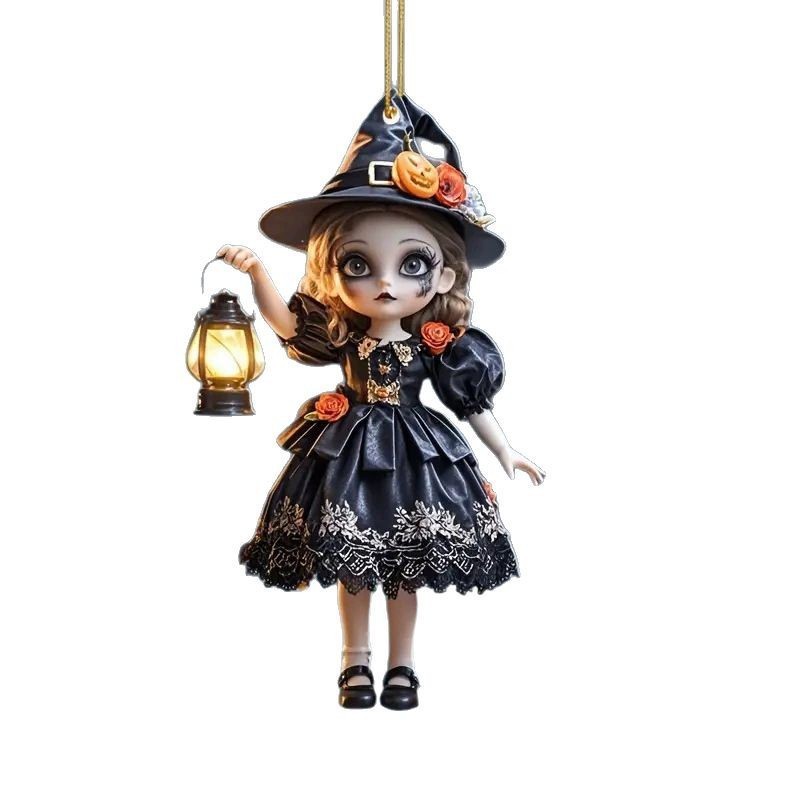 Nuevos productos de Halloween, pequeña bruja de vacaciones, colgantes de acrílico transfronterizos, colgantes de decoración de automóviles, colgantes de joyas para el hogar