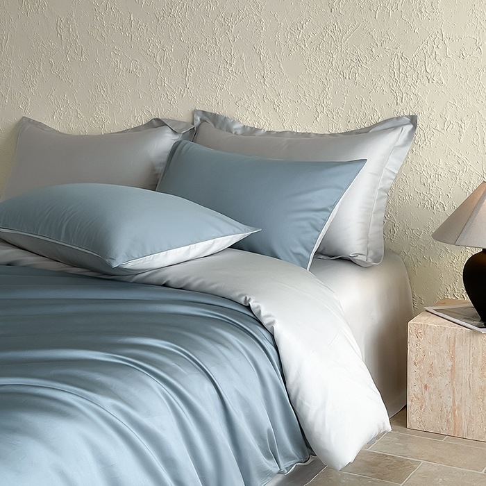 Pure Cotton Long-Staple Cotton Satin Four-Piece Set 100 Pure Cotton Quilt Cover Pure Color Simple B&B Bedding Nantong Home Textiles 4