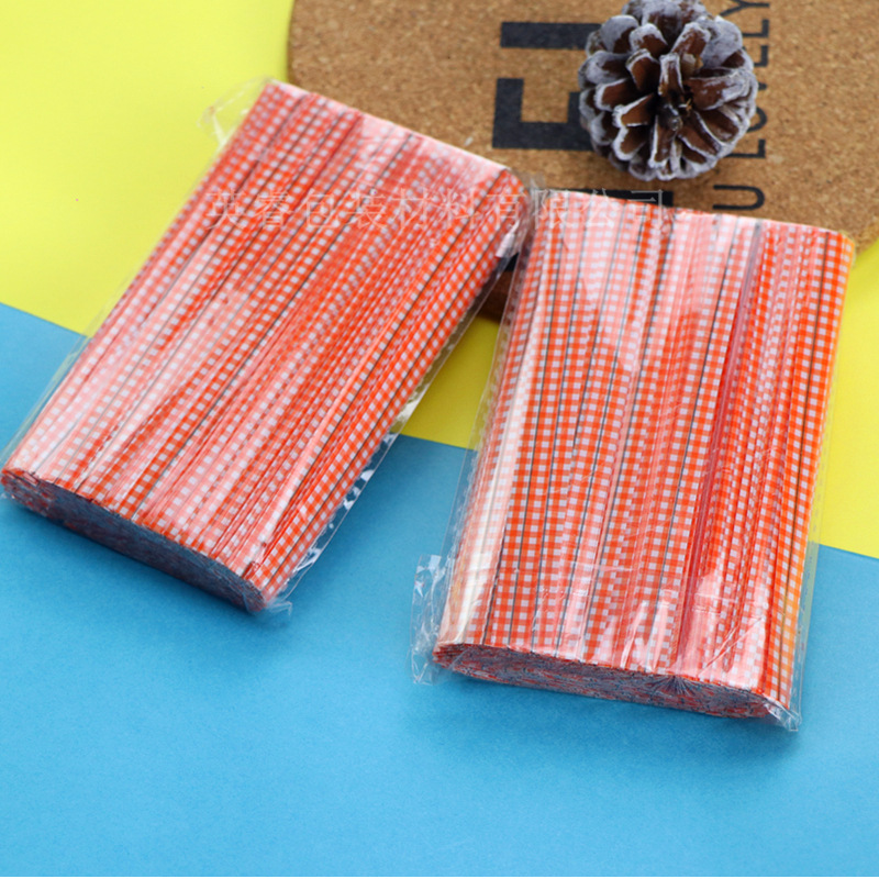 彩色新款12CM格子扎丝金属铁丝烘焙糖果包装扎条封口条魔带批发