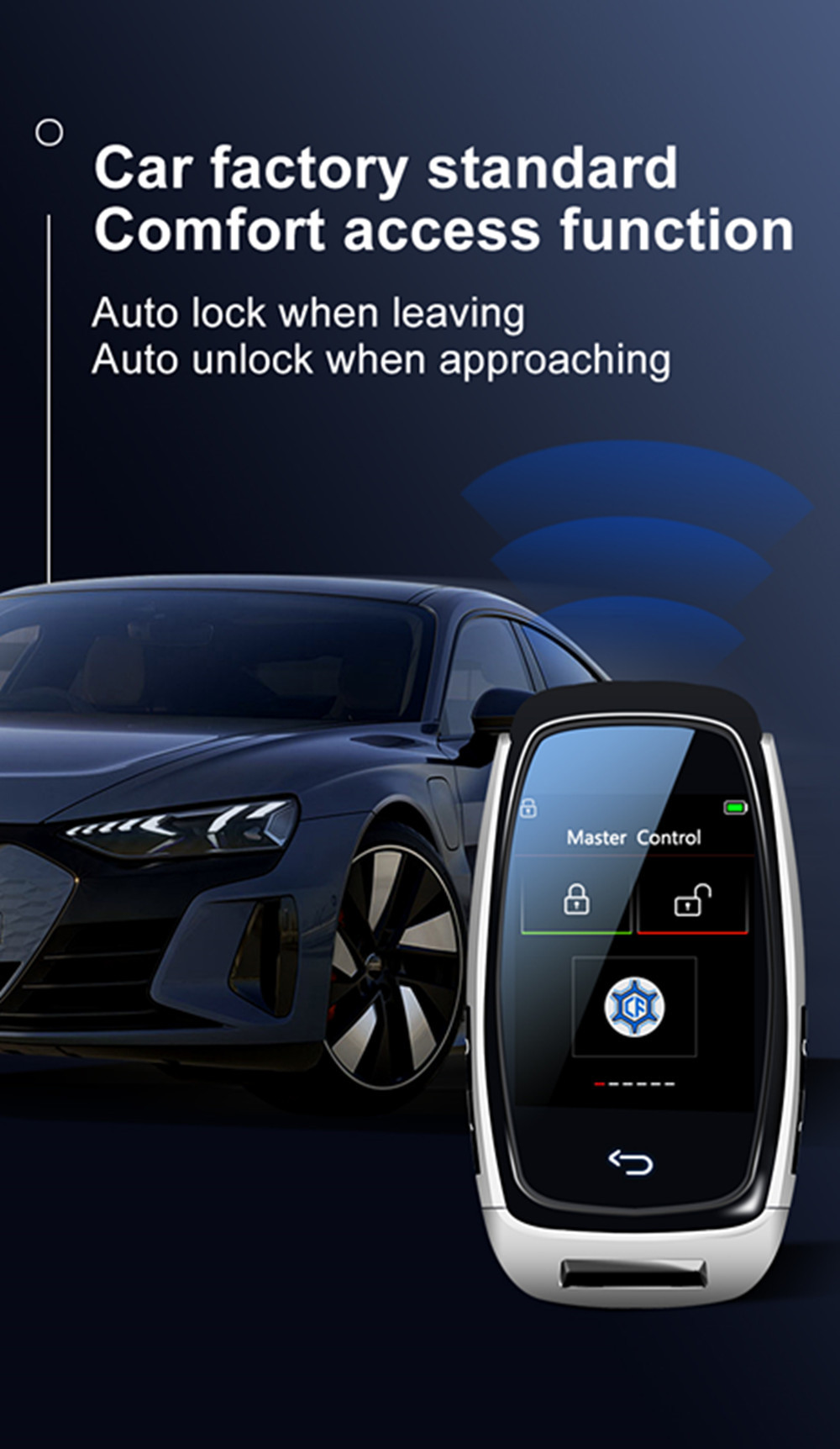 Smart Car Key Upgrade Modification One-Key Start LCD Touch Screen Remote