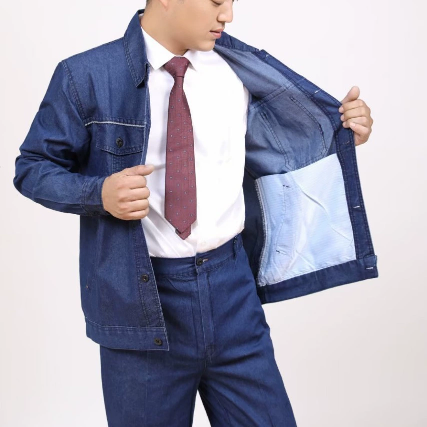 Zhenhao летняя рабочая одежда джинсовая сварка рабочая одежда мужской механик сварщик мульти-карманный костюм по страхованию труда топ