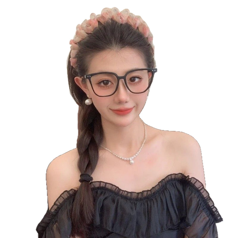 【カラフルなグラデーション】プリーツメッシュウェーブヘアバンド 女性用 夏用 歯付き滑り止め 高頭囲ヘッドバンド 花びらグラデーション|undefined