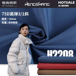 75D高弹3/1斜 秋冬保暖羽绒服面料 弹力运动服涤纶布料厂家批发