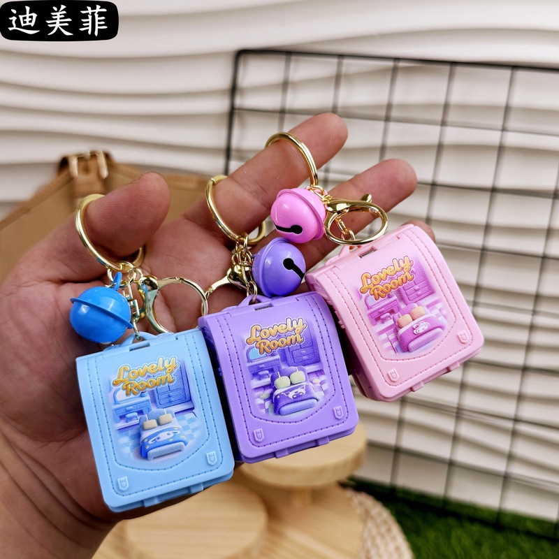 クリエイティブ新製品 3D 漫画サンリオドールハウス折りたたみ爆発スクールバッグキーホルダーおもちゃマジックペンダント|undefined