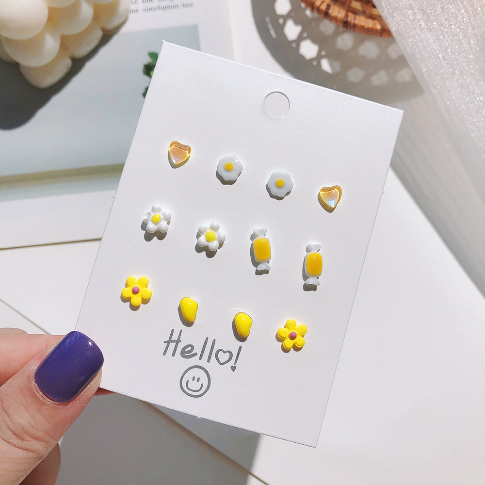 Daily Occasion Alloy Material Sweet Animal Fruit Flower Alloy Stoving Varnish Women's Ear Studs 1 Set