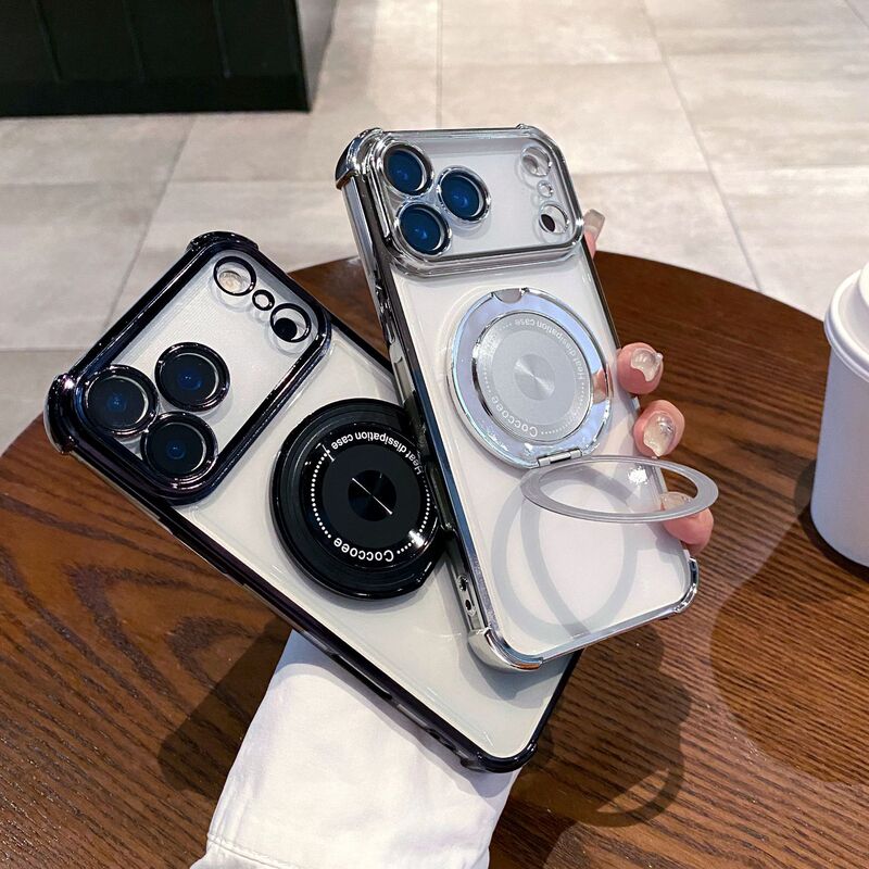 适用iPhone17promax四角防摔手机壳360旋转磁吸支架苹果16保护套|undefined