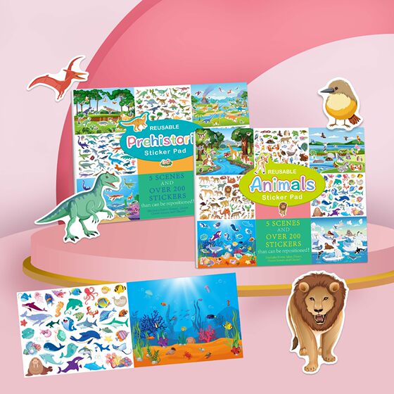 Children's stickers boys and girls diy dinosaur traffic flower fairy princess sticker book reusable sticker book