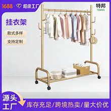 定制衣架家用落地挂衣架室内阳台带轮可移动晾衣架卧室简易衣帽架