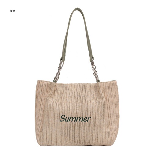 Straw large-capacity women's bag 2024 summer versatile niche woven bag western style commuting fashion shoulder tote bag