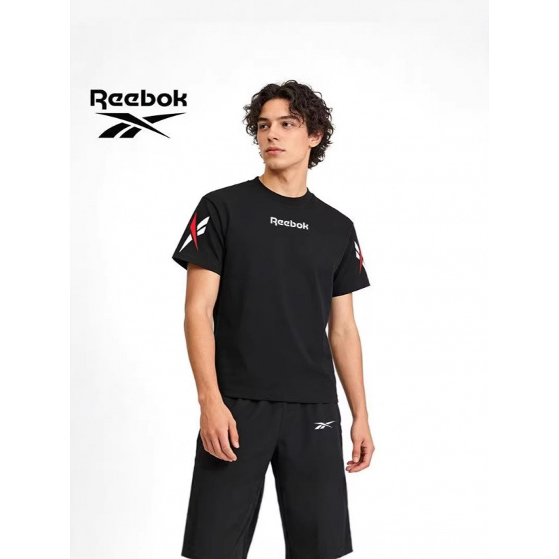 Reebok Short-Sleeve Pure Cotton Heavyweight T-Shirt with Three Tags, Unisex Trendy Base Layer Top, Comfortable T-Shirt