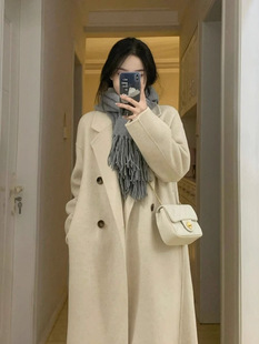 Apricot High-End Woolen Outwear Women's Mid-Length Over-The-Knee New Autumn and Winter Student Korean Slim Woolen Outwear