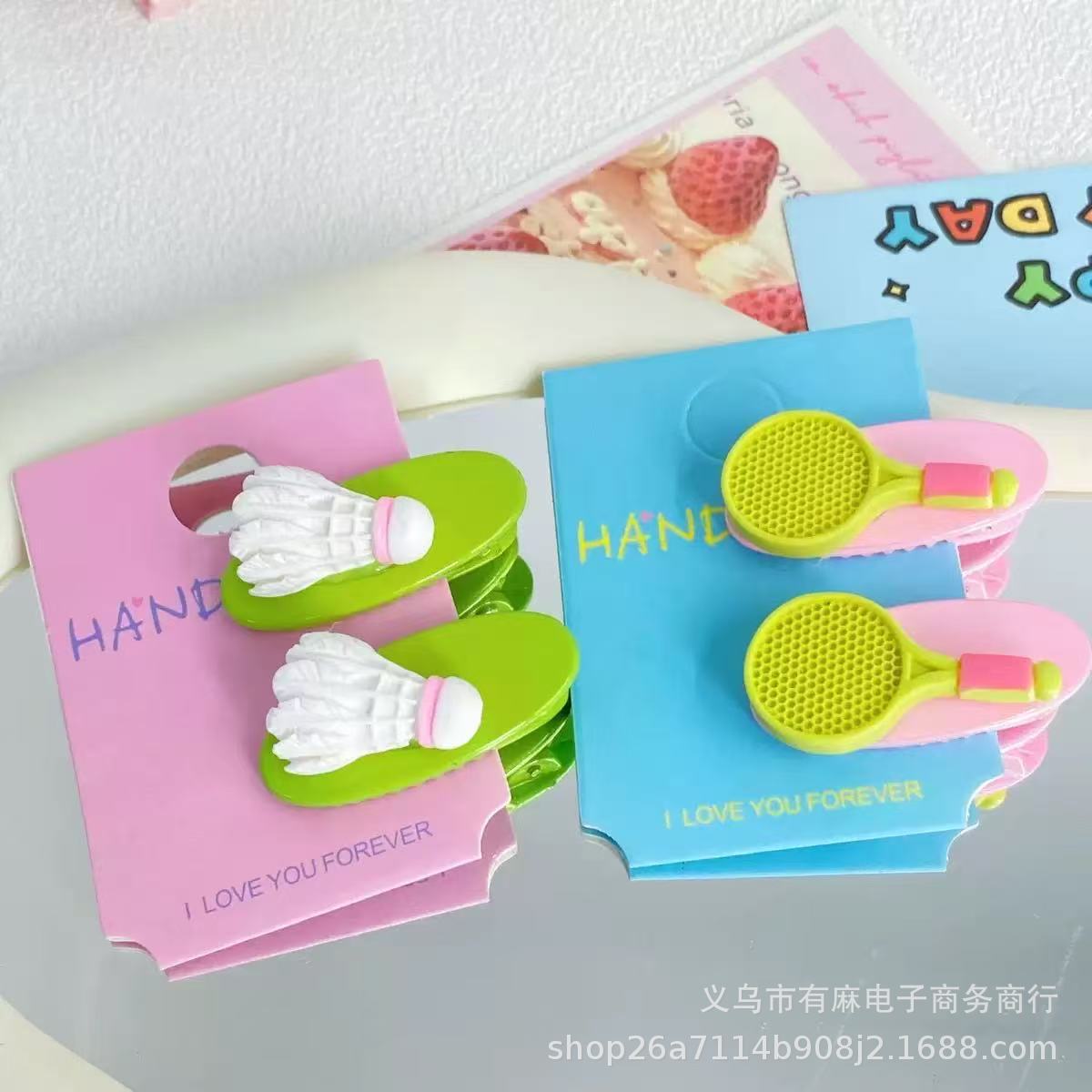 패션 배드민턴 라켓 타원형 헤어핀 재미 달콤한 학생 뱅 사이드 덕빌 클립 헤어핀 여름 헤어 액세서리
