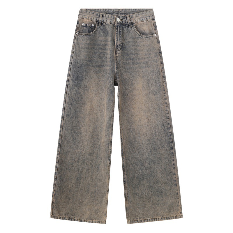 Nirben Denim | American retro jeans hombres sueltos marca de moda Pantalones de gran tamaño drapeado ancho pantalones trapeador