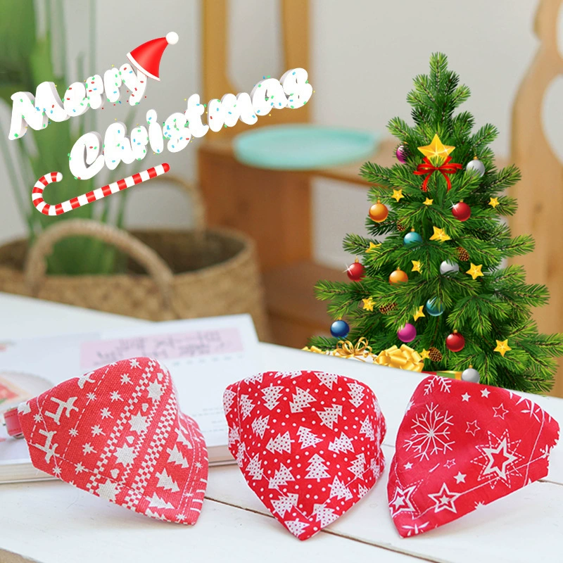 [Рождество] шесть кошек домашние кошки и собаки праздник Внешняя торговля трансграничный воротник треугольник полотенце колокольчик регулируемые украшения на шею