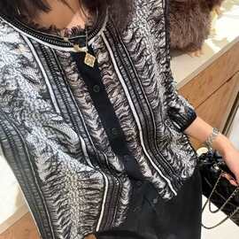 26秋季繁纹奢致精致氛围感法式小香风名媛针织羊毛开衫146