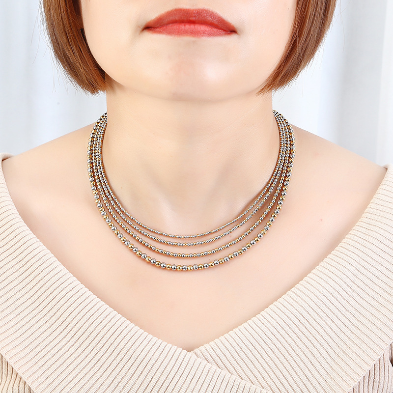 Modern Style Round Stainless Steel Necklace display picture 2