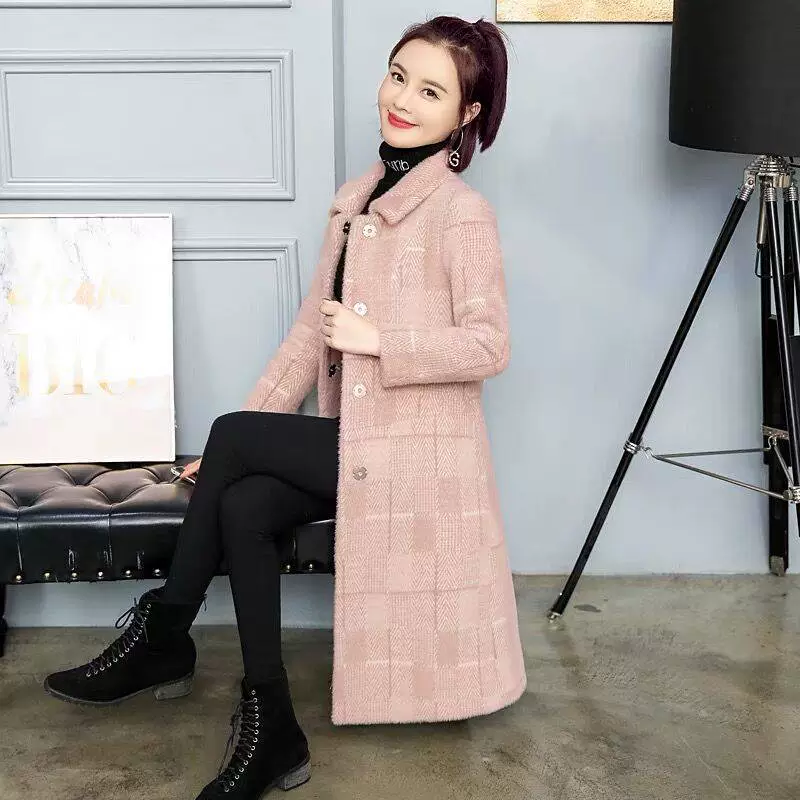Velvet long golden woolen jacket